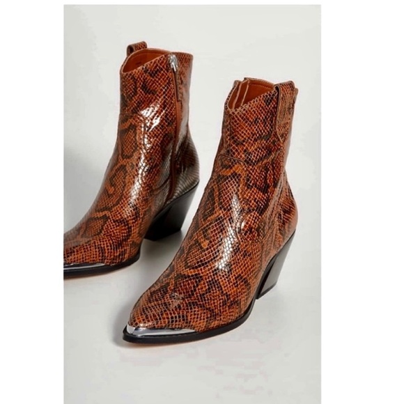 Shopbop Villa  Rouge Calfskin Leather Snake Print Boots. - Picture 1 of 11